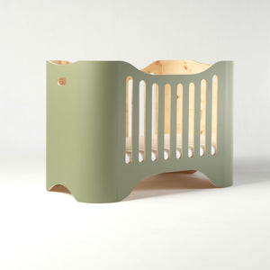 Cot made of pine wood linoleum moss green - Preloved